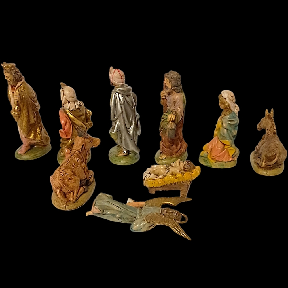 9 Vtg Nativity Set Italy Figures Holy Family Mary Jesus Joseph Wisemen Composite - Picture 12 of 16